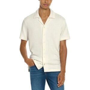 NEW Scotch & Soda Men's XXL White Textured Short Sleeve Button Up Shirt